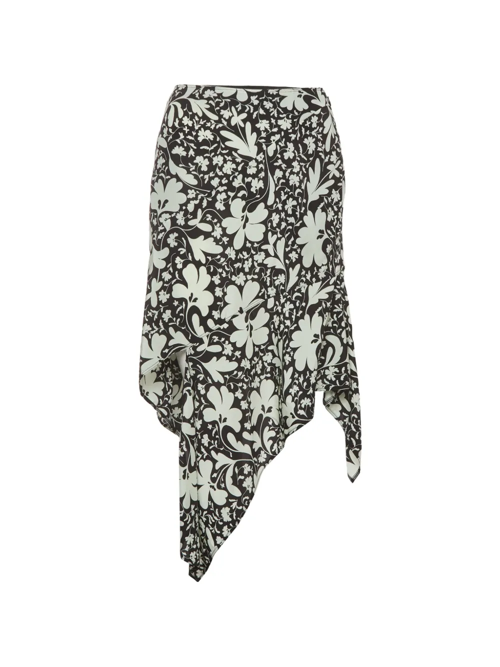 Stella McCartney Pre-Owned floral-print asymmetric midi skirt - Nero