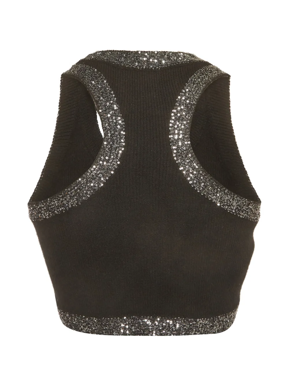 Miu Miu Pre-Owned sequin-embellished knit crop top - Nero