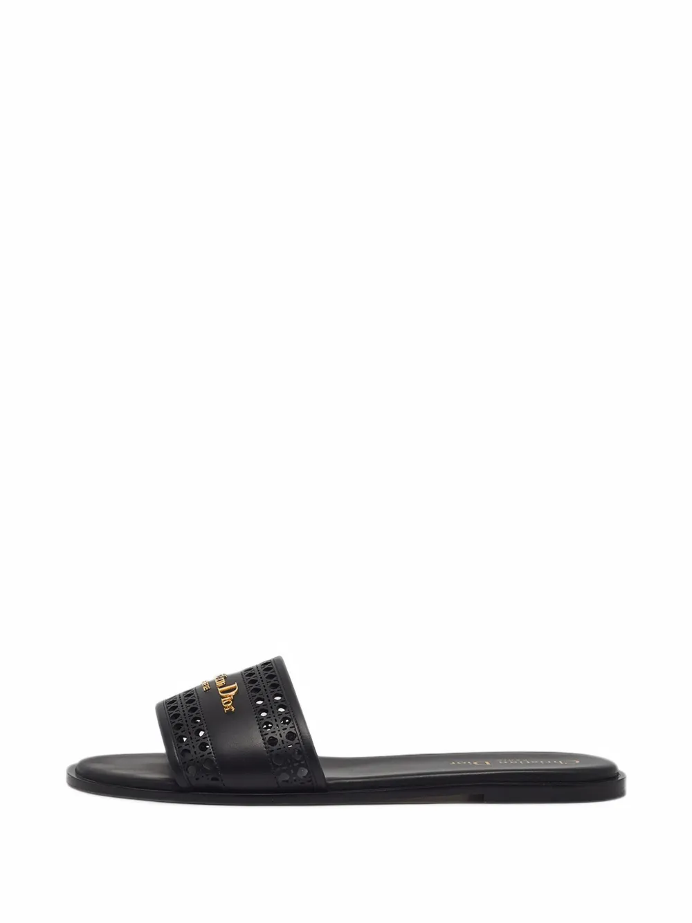 Pre-owned Dior Cannage D-lane Slides In Black