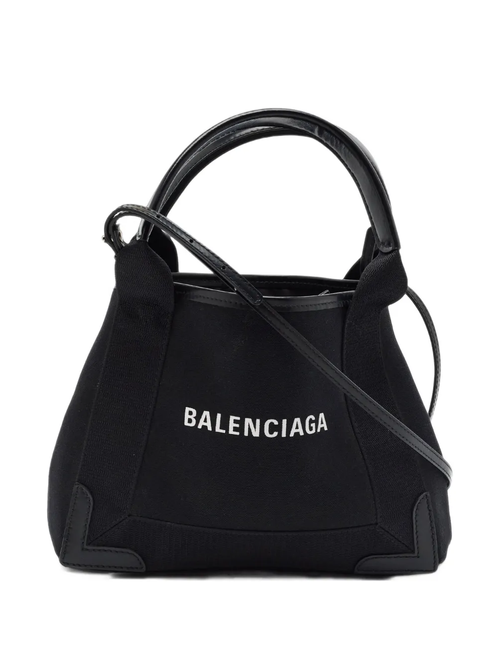 Balenciaga Pre-Owned XS Navy Cabas leather-trim tote bag - Schwarz