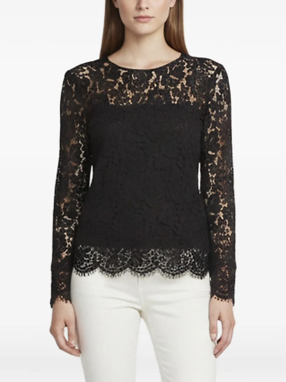 DVF Diane von Furstenberg floral lace top - Schwarz