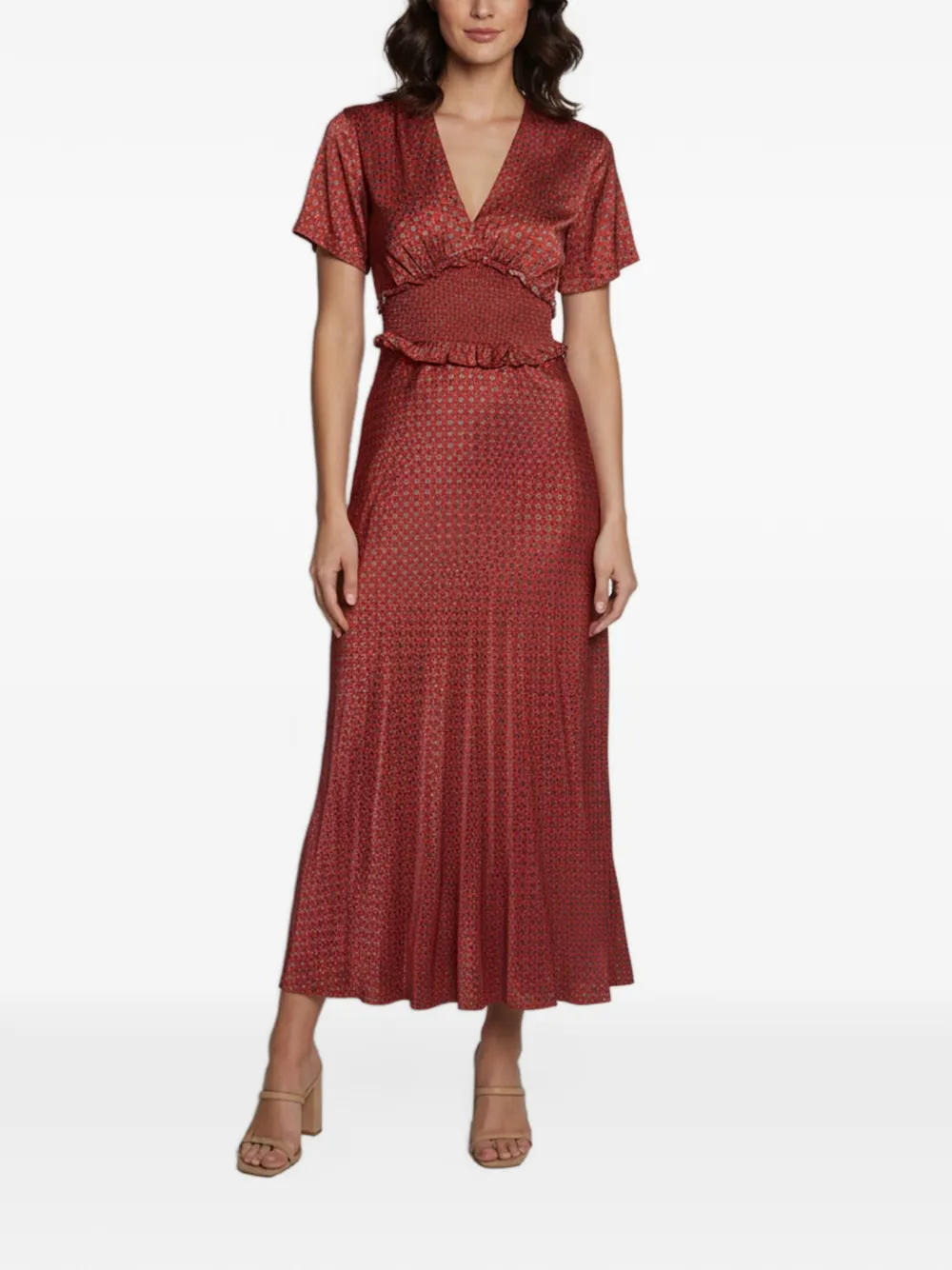 SANDRO Laurana geometric-print midi dress - Rot