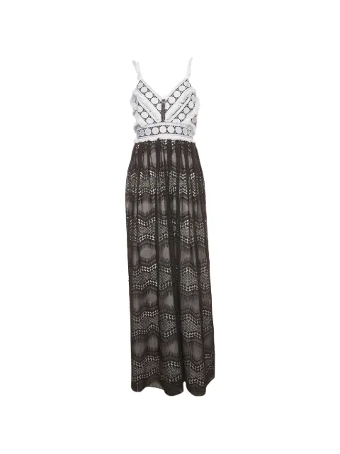 Badgley Mischka embroidered chevron maxi dress