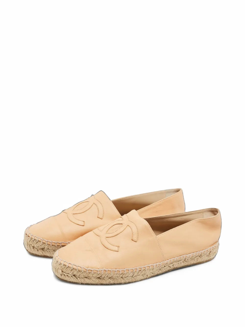 Pre-owned Chanel Cc Interlocking Espadrilles In Neutrals