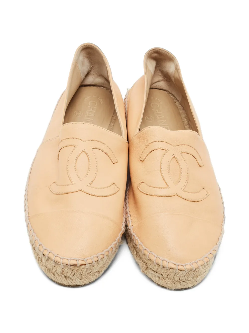 Pre-owned Chanel Cc Interlocking Espadrilles In Neutrals