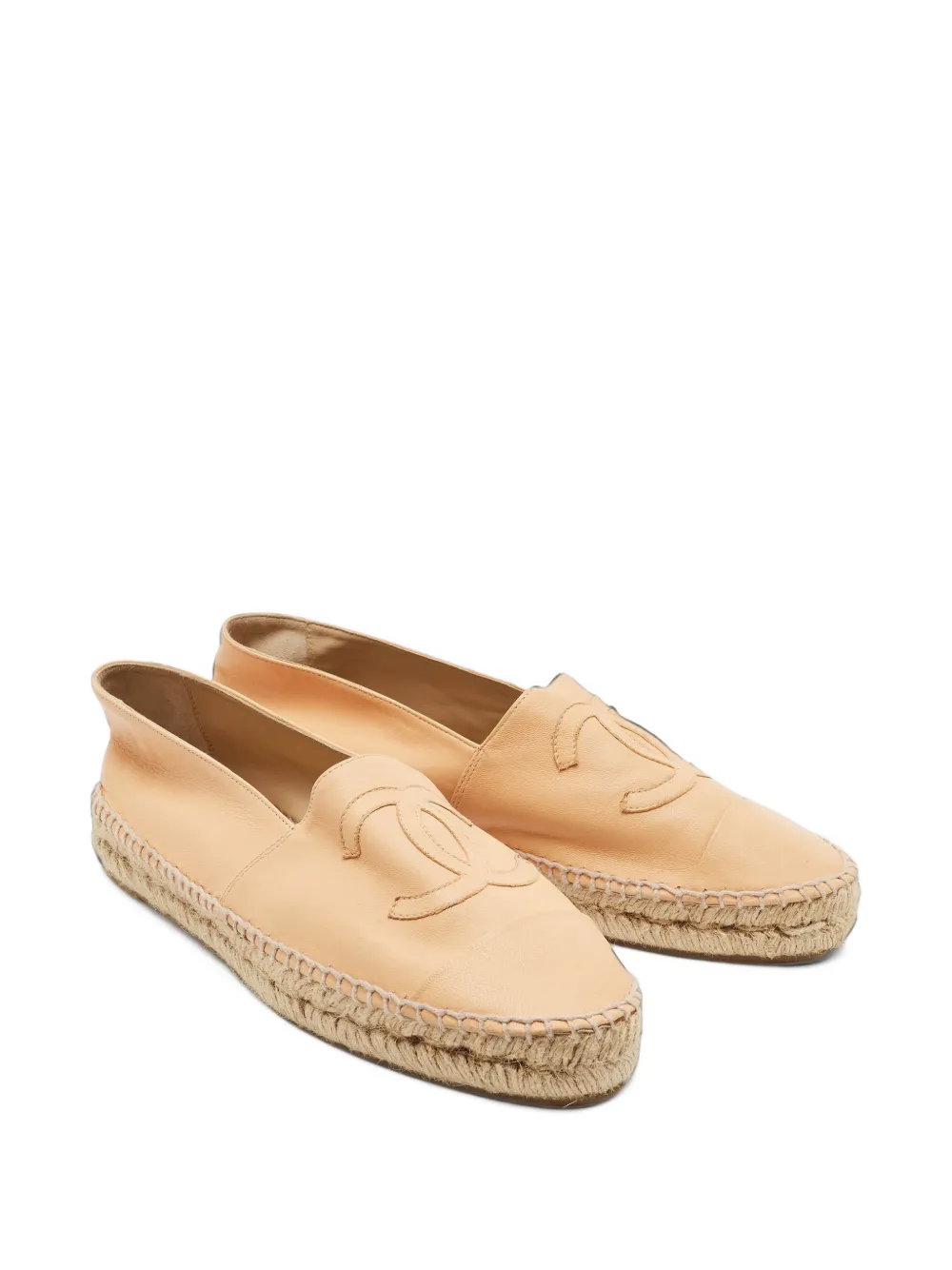 Pre-owned Chanel Cc Interlocking Espadrilles In Neutrals