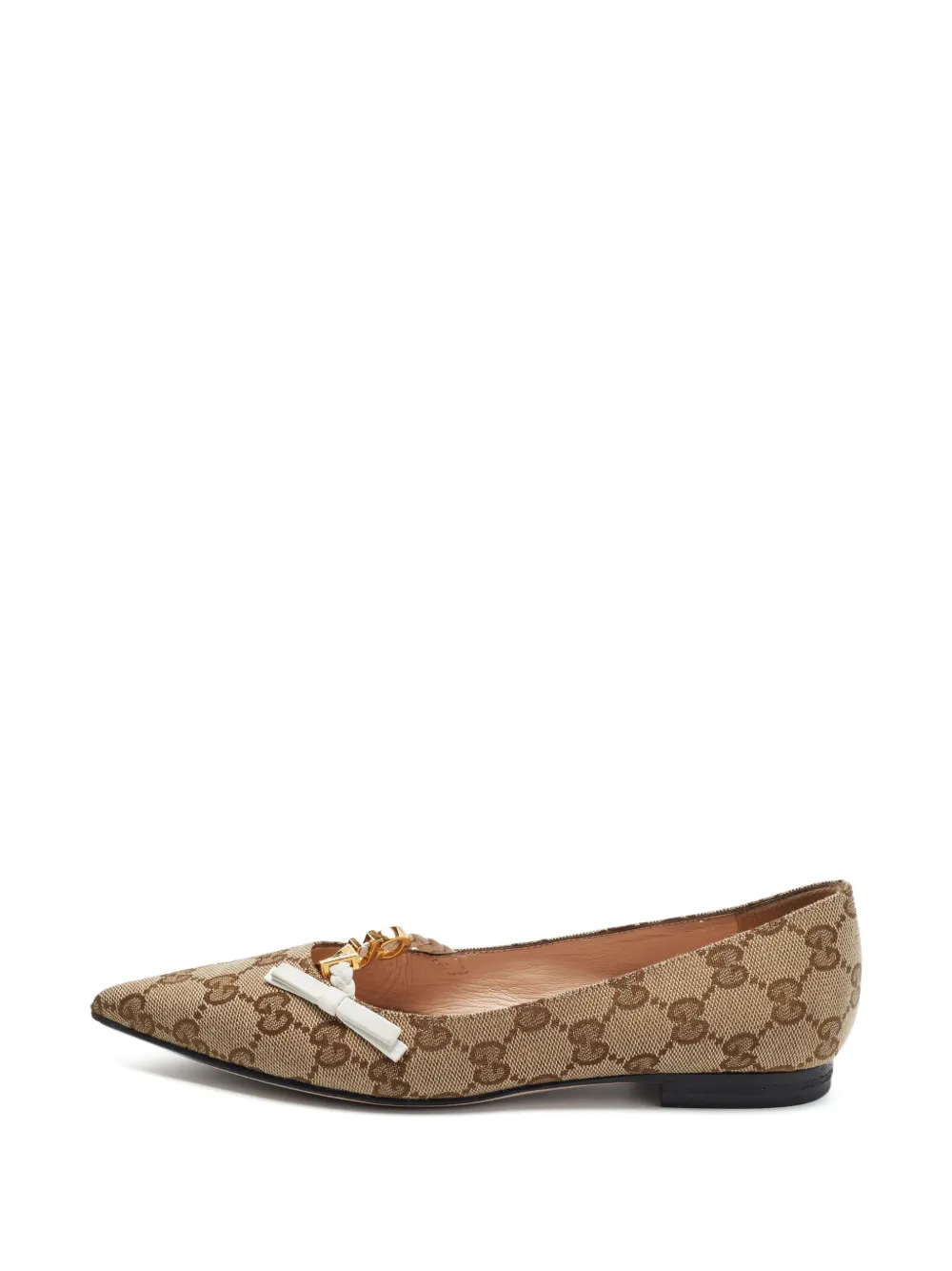 Gucci Pre-Owned GG canvas bow ballet flats - Nude