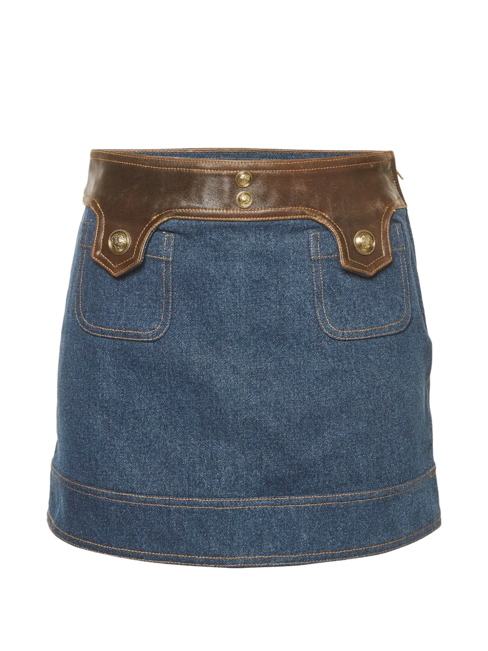 SANDRO leather-insert mini skirt - Blu