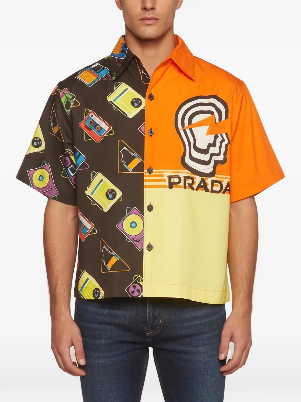 Prada Pre-Owned 2019 Double Match cassette-print shirt - Schwarz
