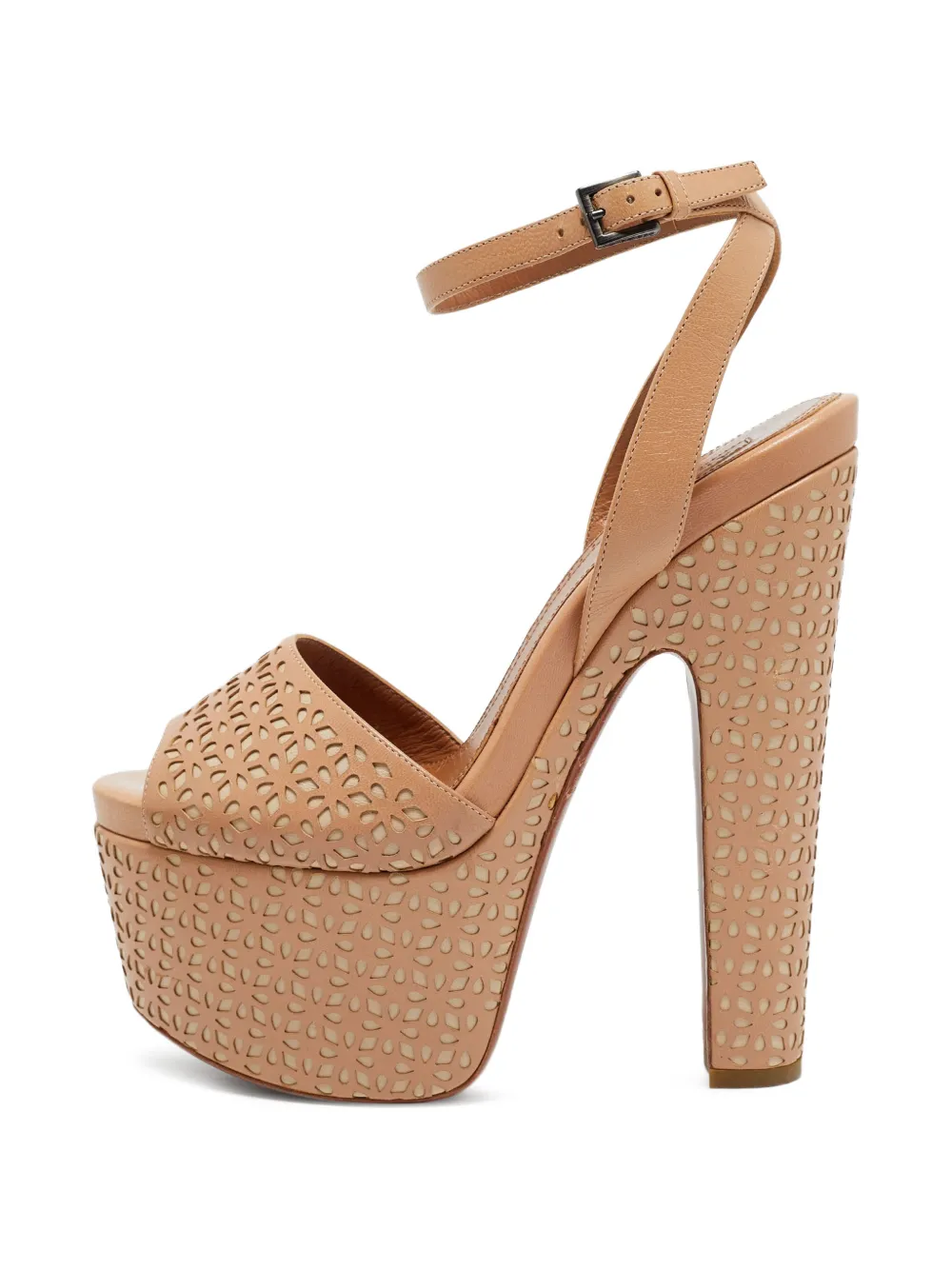 Alaïa Pre-Owned laser-cut platform sandals - Nude