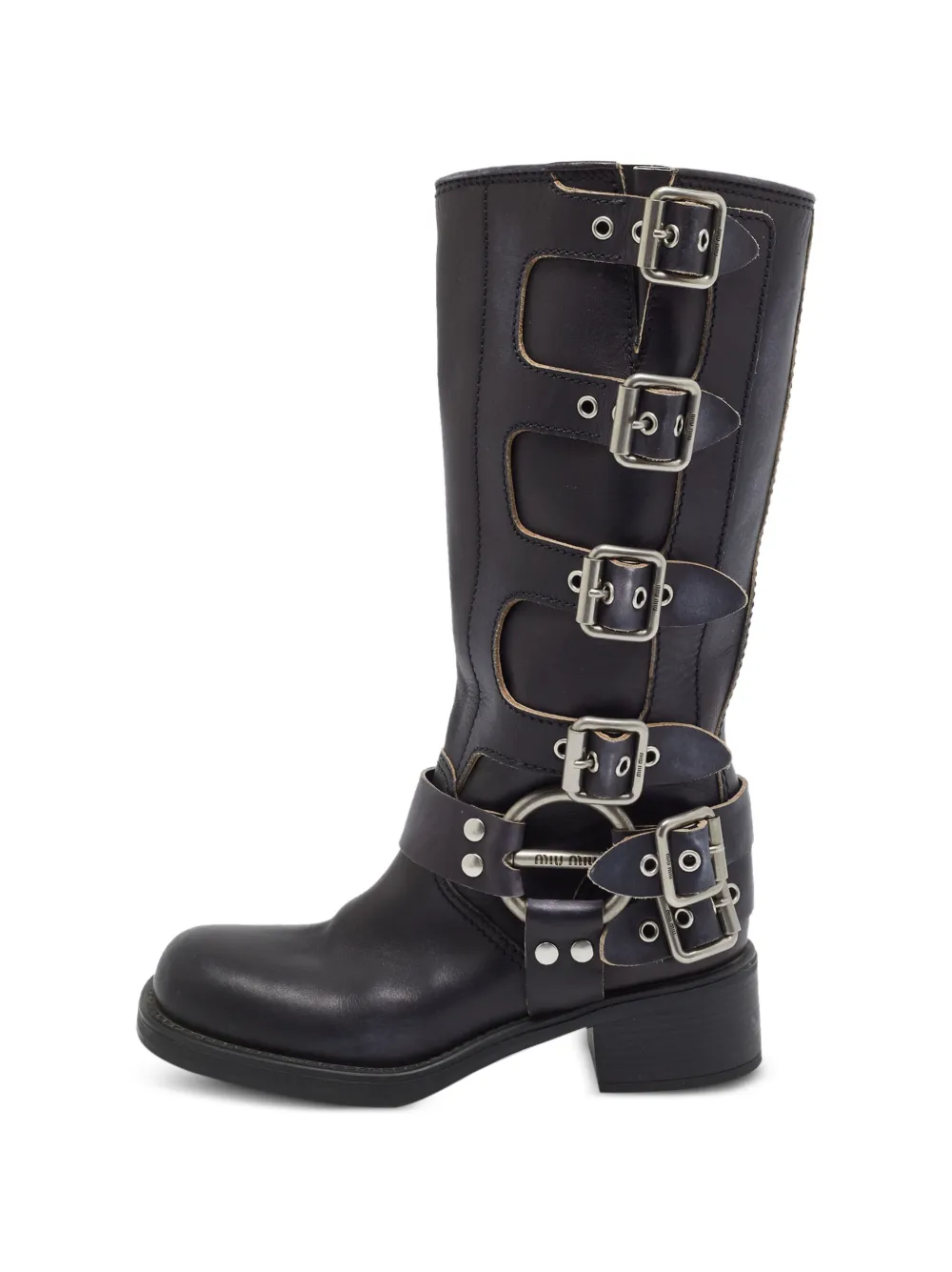Miu Miu Pre-Owned Biker buckled boots - Schwarz