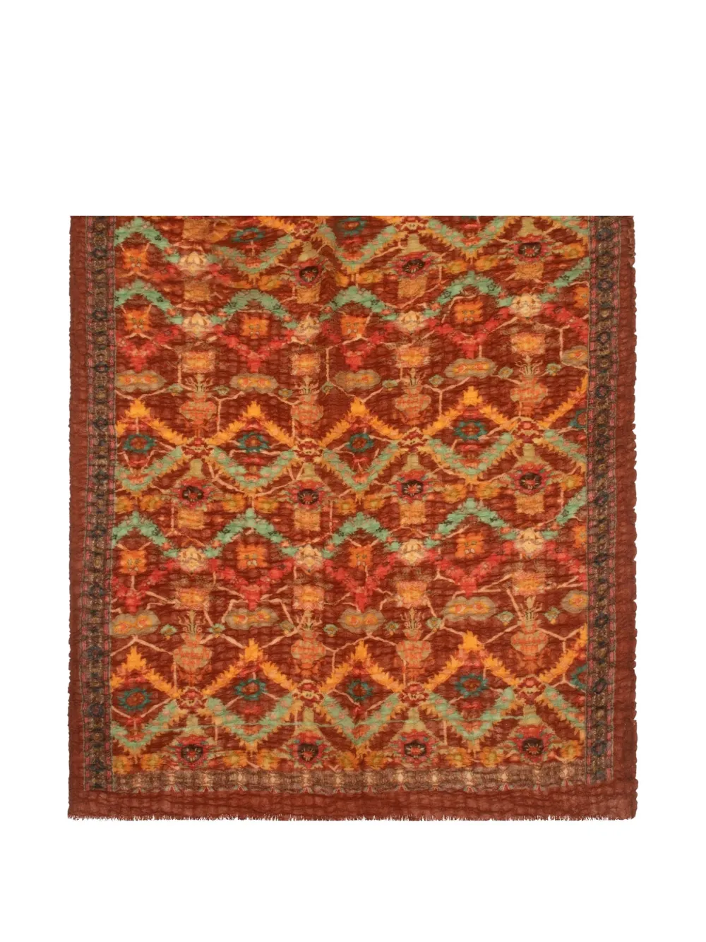 Leathersmith of London Kilim-print frayed scarf - Marrone