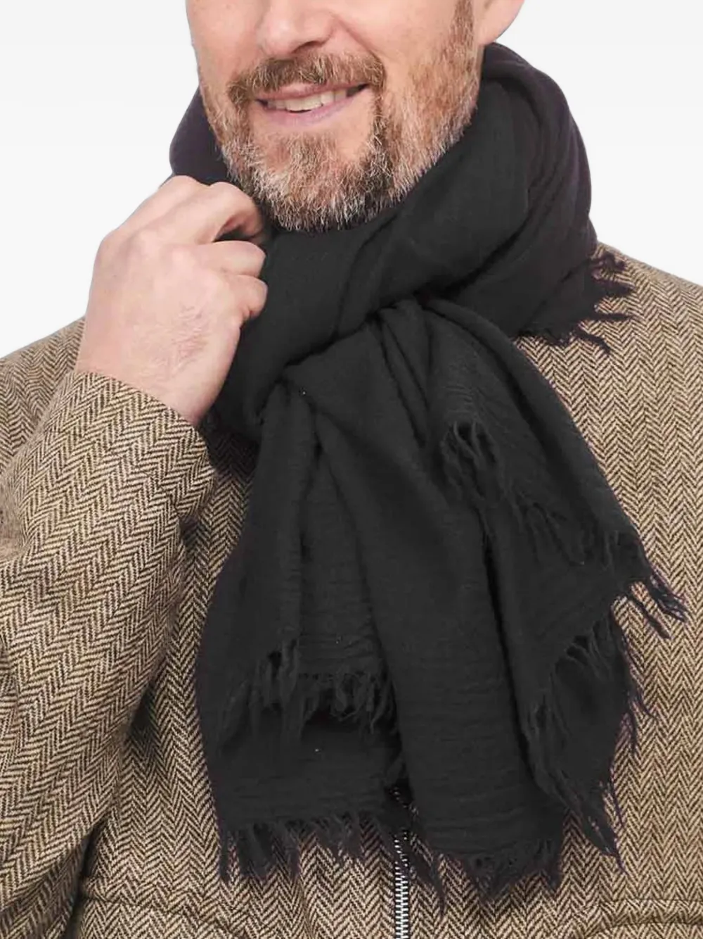 Leathersmith of London textured wool scarf - Schwarz