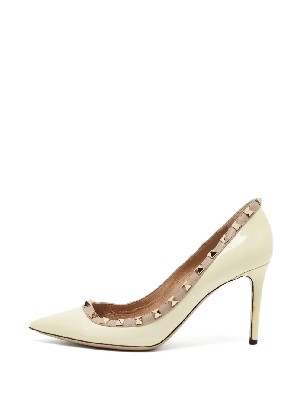 Valentino Garavani Pre-Owned Rockstud patent-leather heeled pumps - Nude