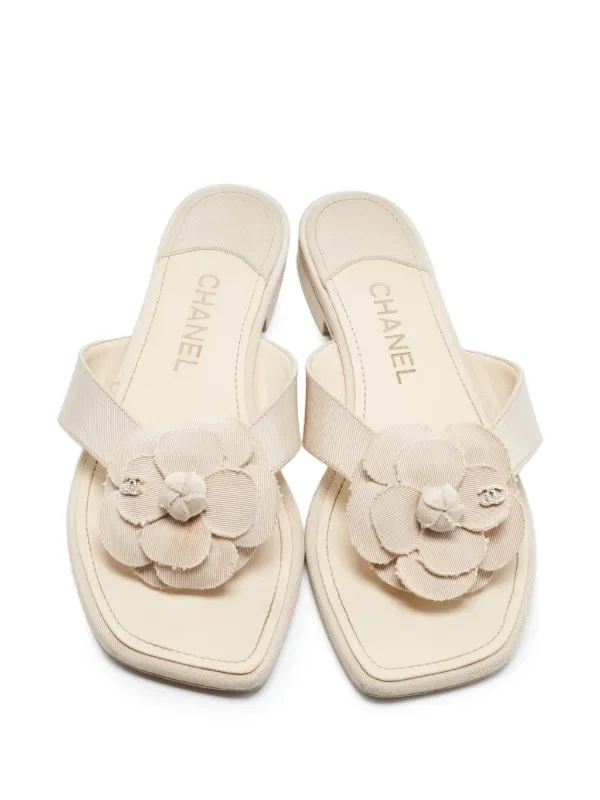 CHANEL Pre-Owned カメリア フラワー サンダル | ニュートラル