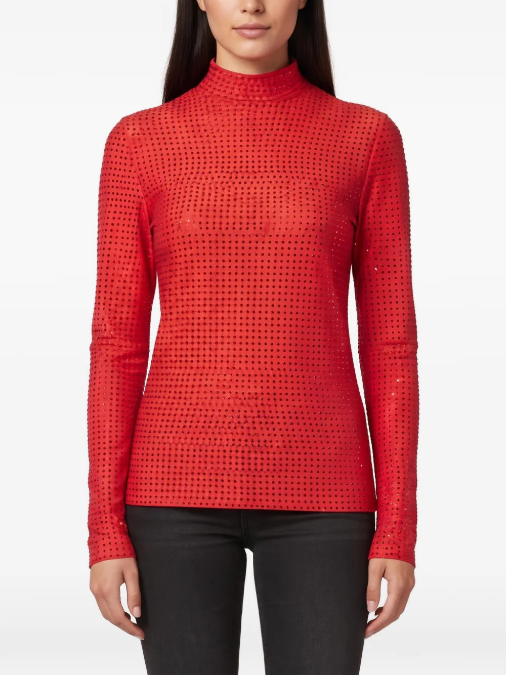 Ferragamo Pre-Owned stud-embellished jersey top - Rosso