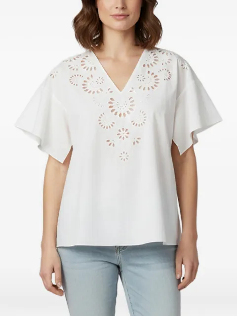 Paule Ka floral-embroidered V-neck top
