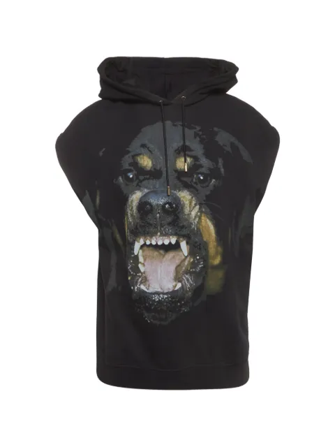 Givenchy Pre-Owned Rottweiler-print sleeveless hoodie