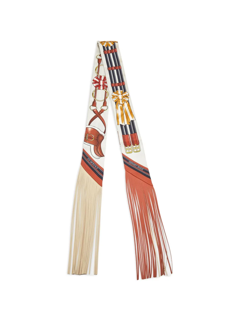 Hermès Pre-Owned Jumping leather-fringed scarf - Weiß
