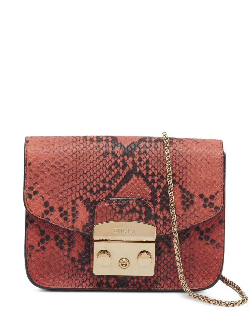 Furla Metropolis python-embossed cross body bag - Rosa