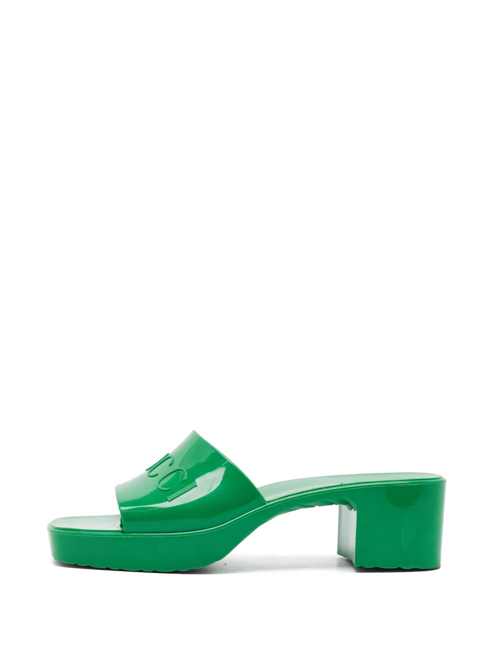 Gucci Pre-Owned logo platform slide sandals - Grün