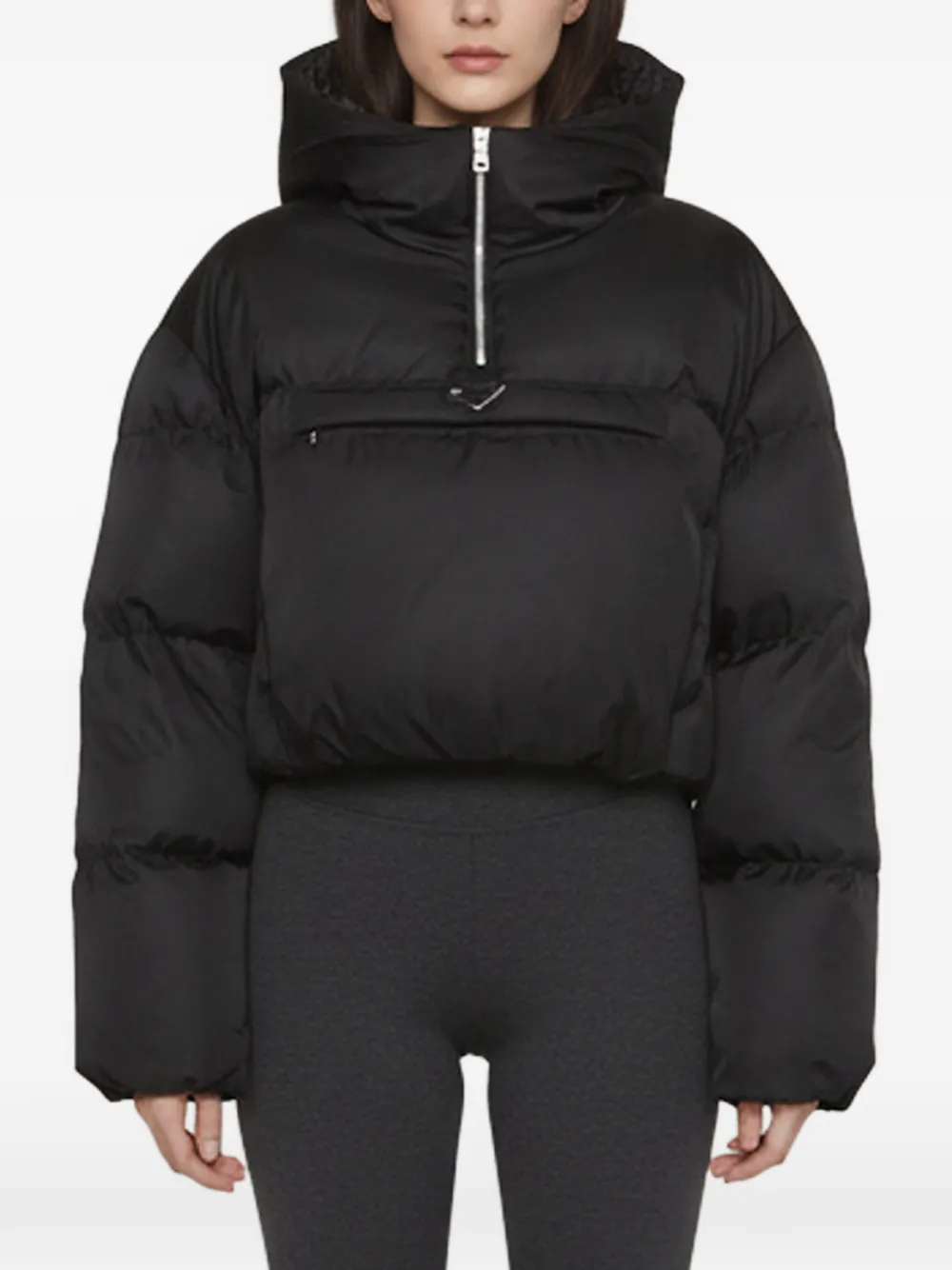 Prada Pre-Owned re-nylon cropped puffer jacket - Nero