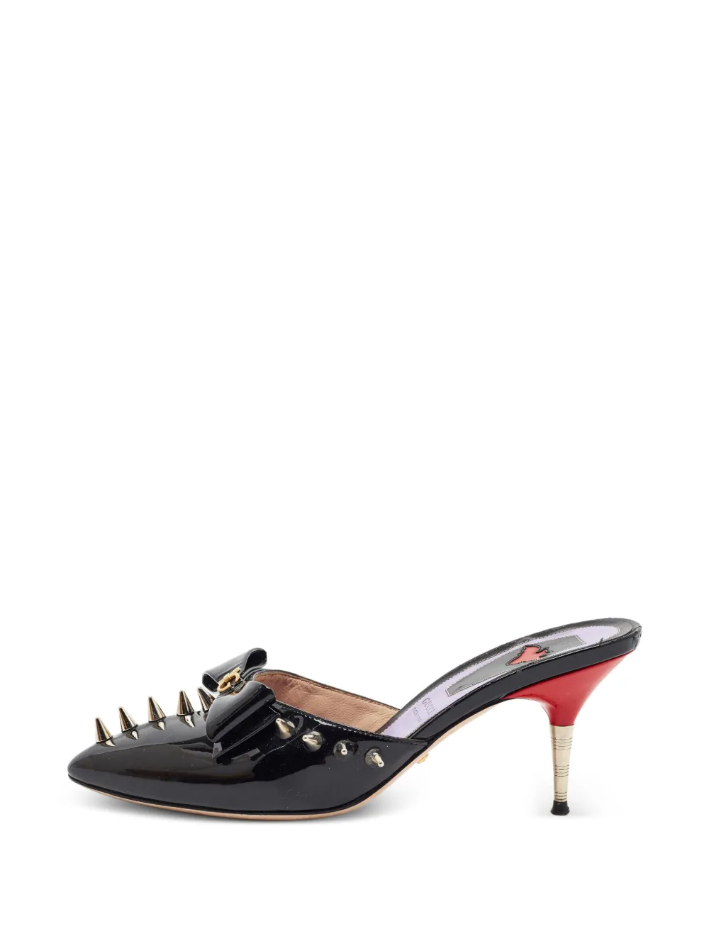 Gucci Pre-Owned mules Sadie à détail de nœud et clous pointus - Noir