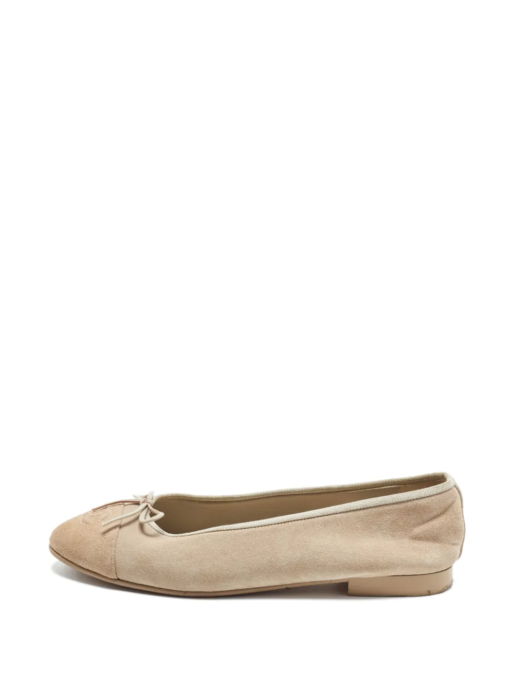 CHANEL Pre-Owned CC-stitched bow-detail ballet flats - Grey