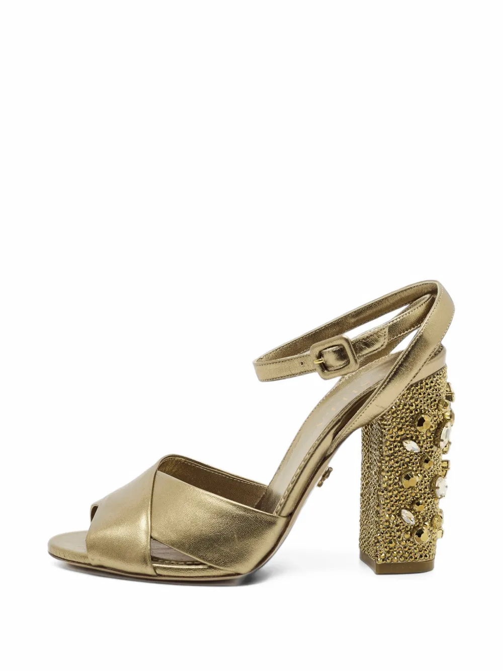 Le Silla crystal-embellished ankle-strap heeled sandals - Gold