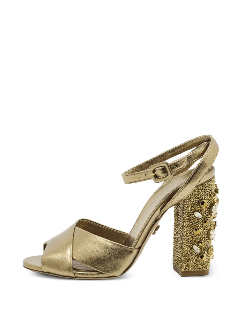 Le Silla crystal-embellished ankle-strap heeled sandals - Gold