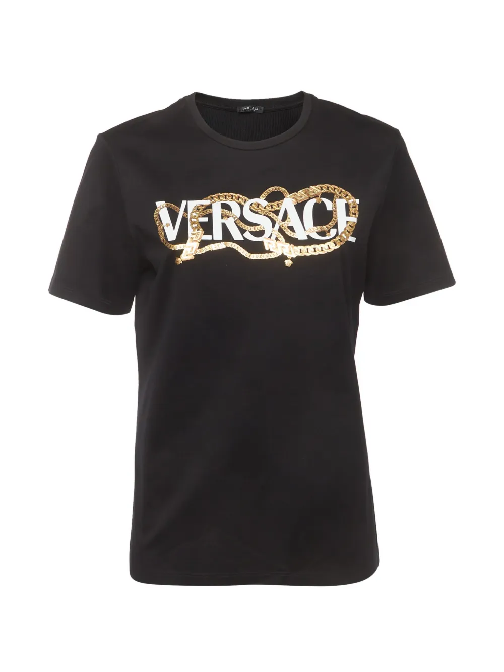 Versace Pre-Owned logo Chain-necklace-print T-shirt - Schwarz