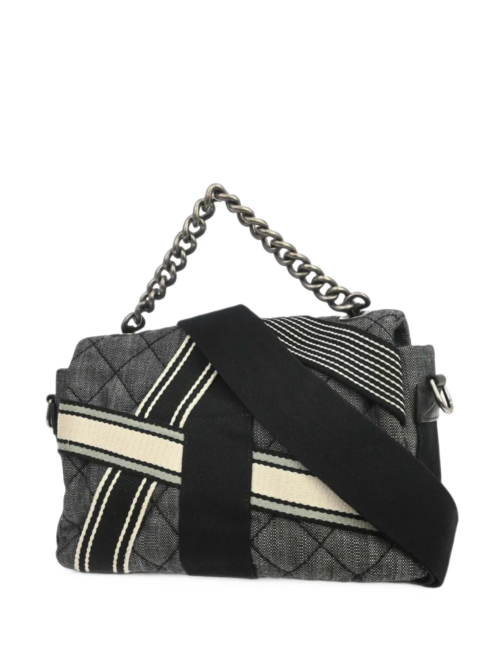 CHANEL Pre-Owned 2016-2017 medium Airlines quilted denim tote bag Grijs