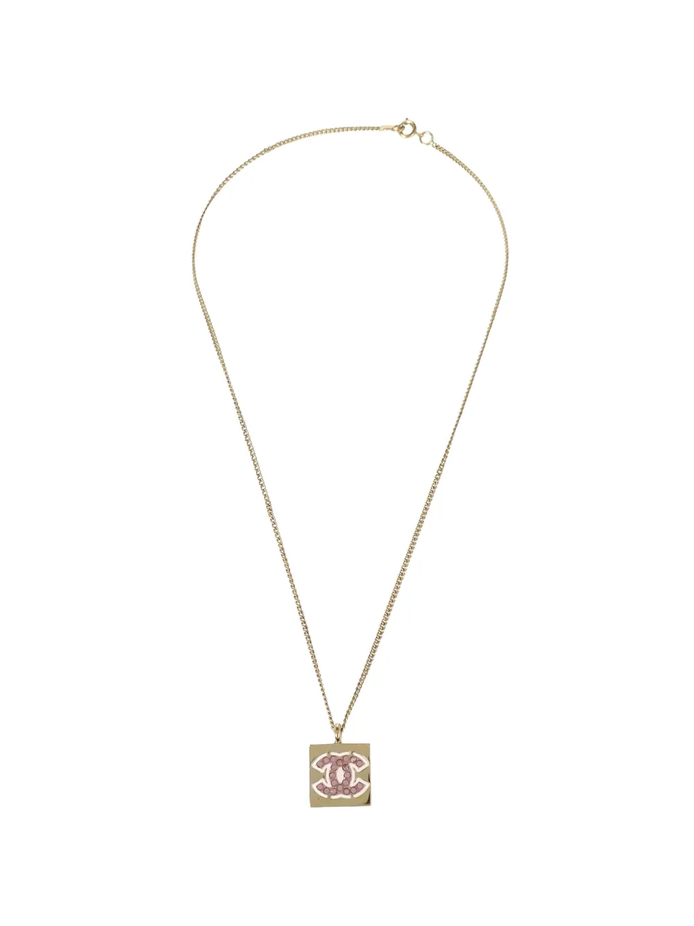 CHANEL Pre-Owned 2002 Rhinestone CC pendant necklace - Gold