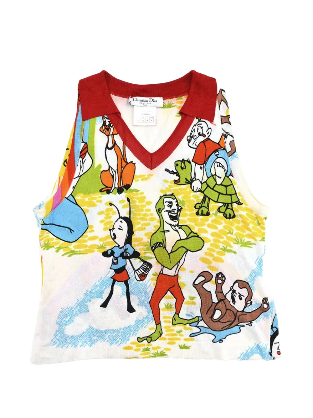 Christian Dior Pre-Owned 2002 Cartoon-print sleeveless top - Weiß