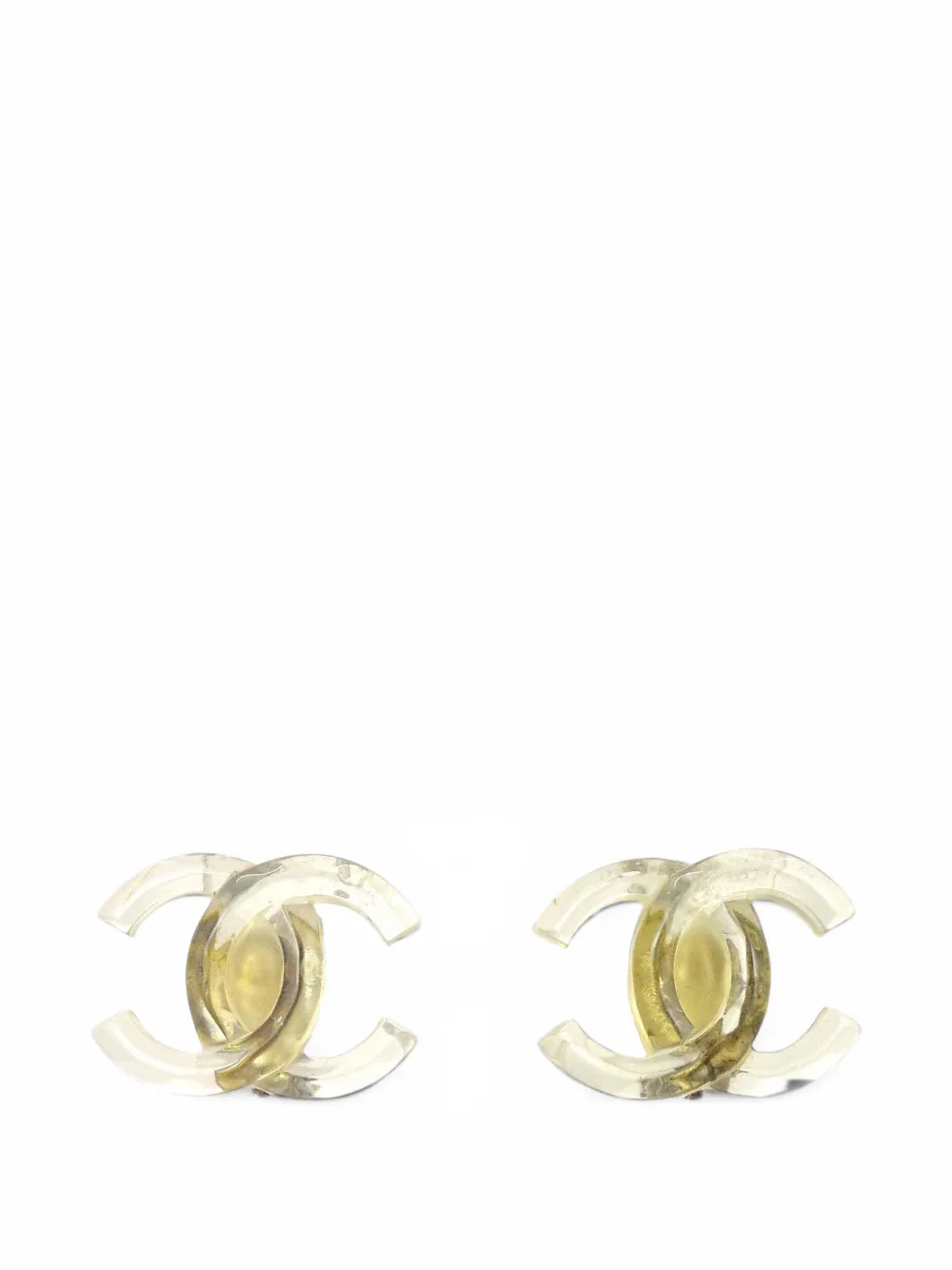 CHANEL Pre-Owned 2002 CC logo clip-on earrings - Yellow