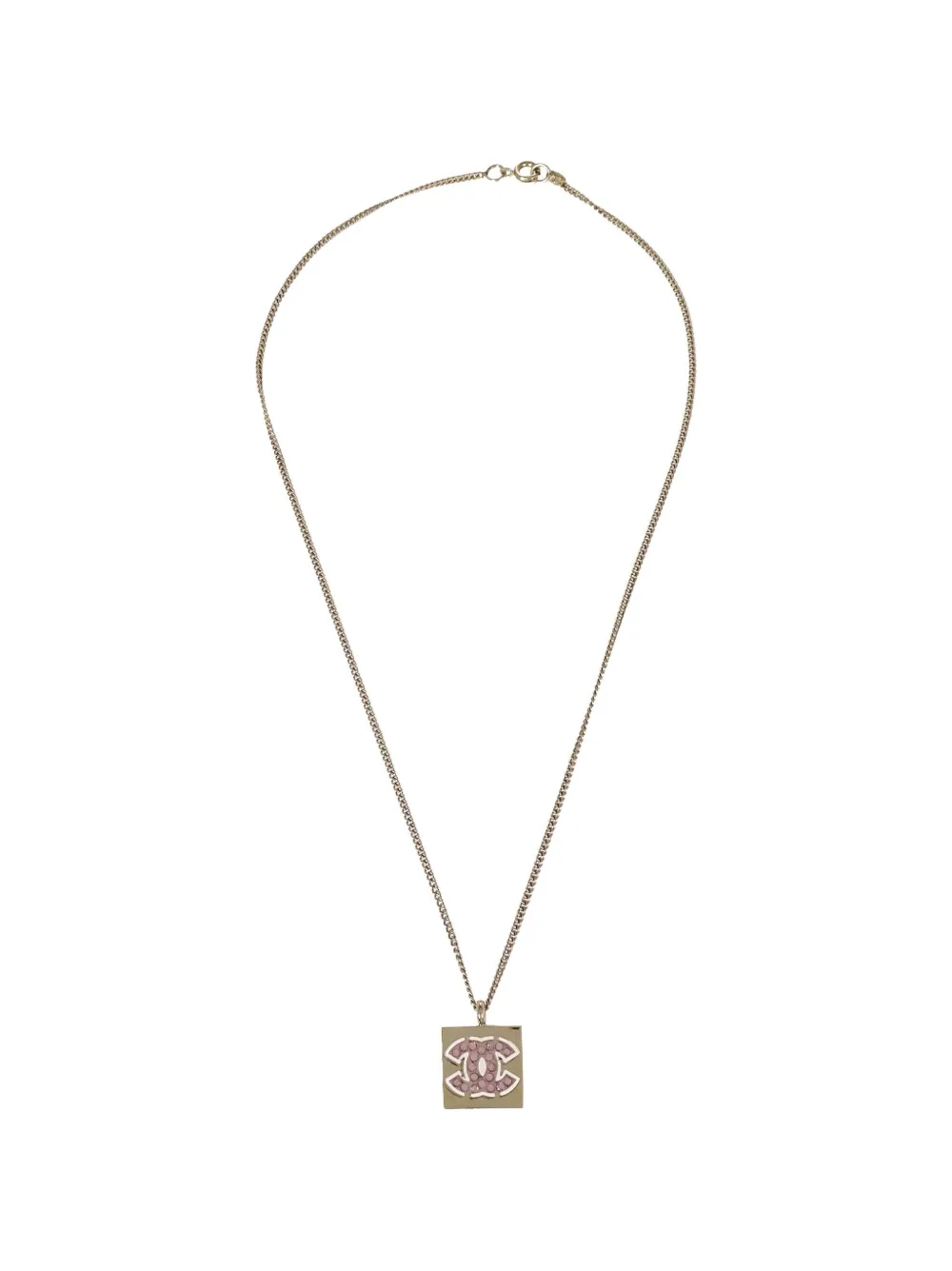 CHANEL Pre-Owned 2002 Rhinestone CC pendant necklace - Gold
