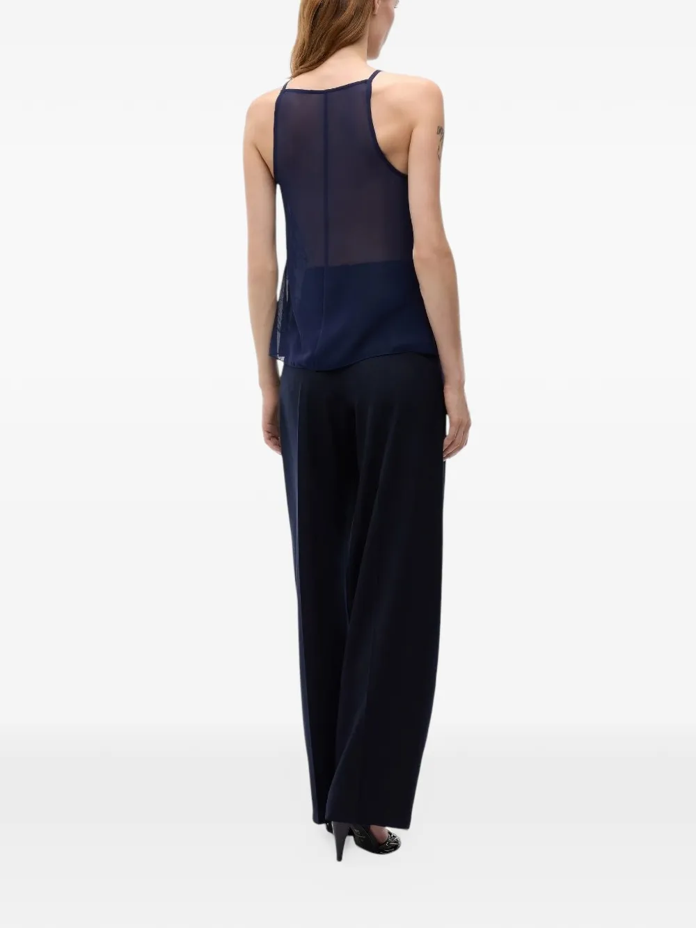 PINKO Soepelvallende top met veren Blauw