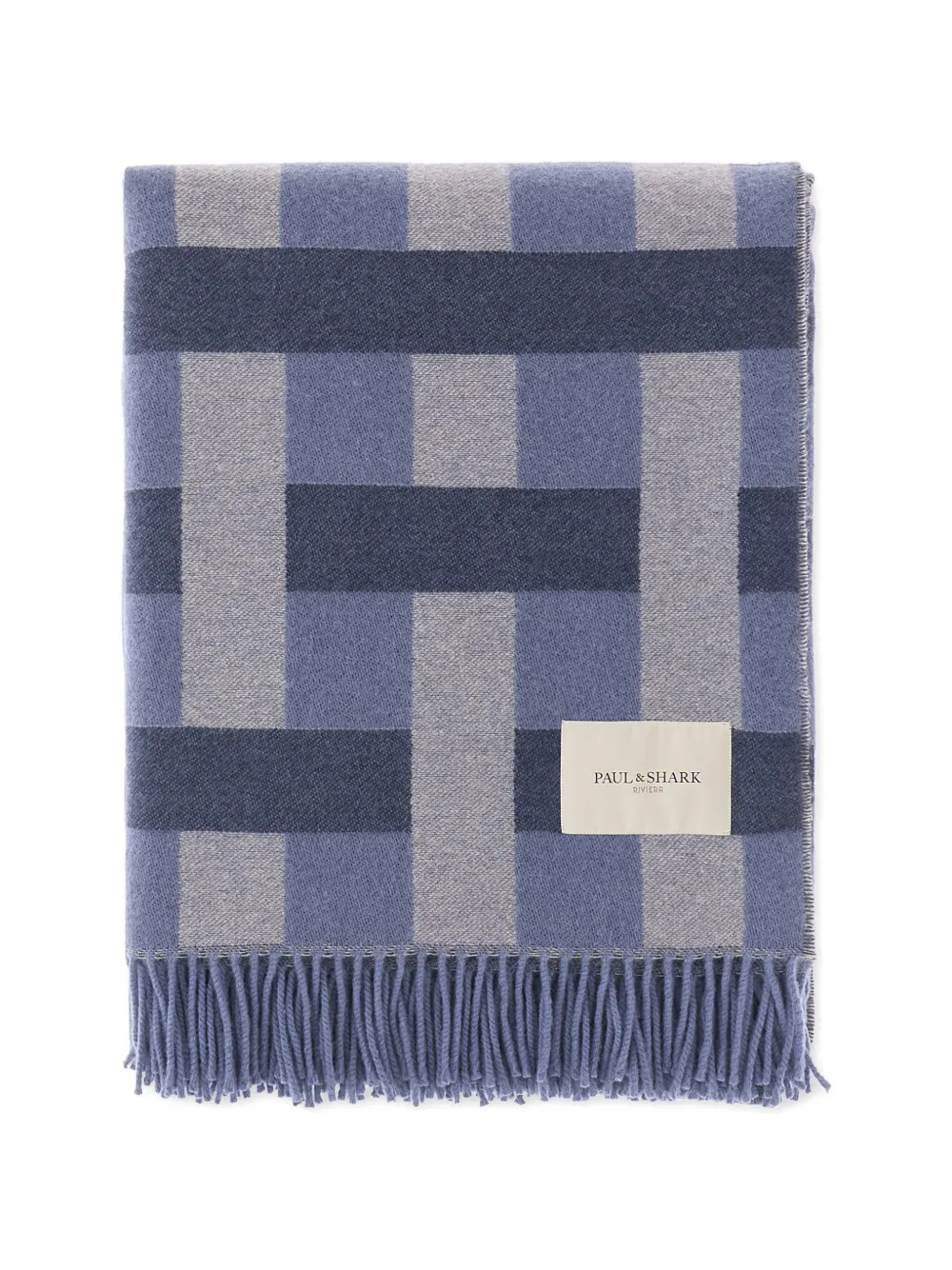 Paul & Shark geometric-pattern fringed scarf - Blau