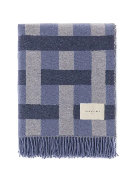 Paul & Shark geometric-pattern fringed scarf