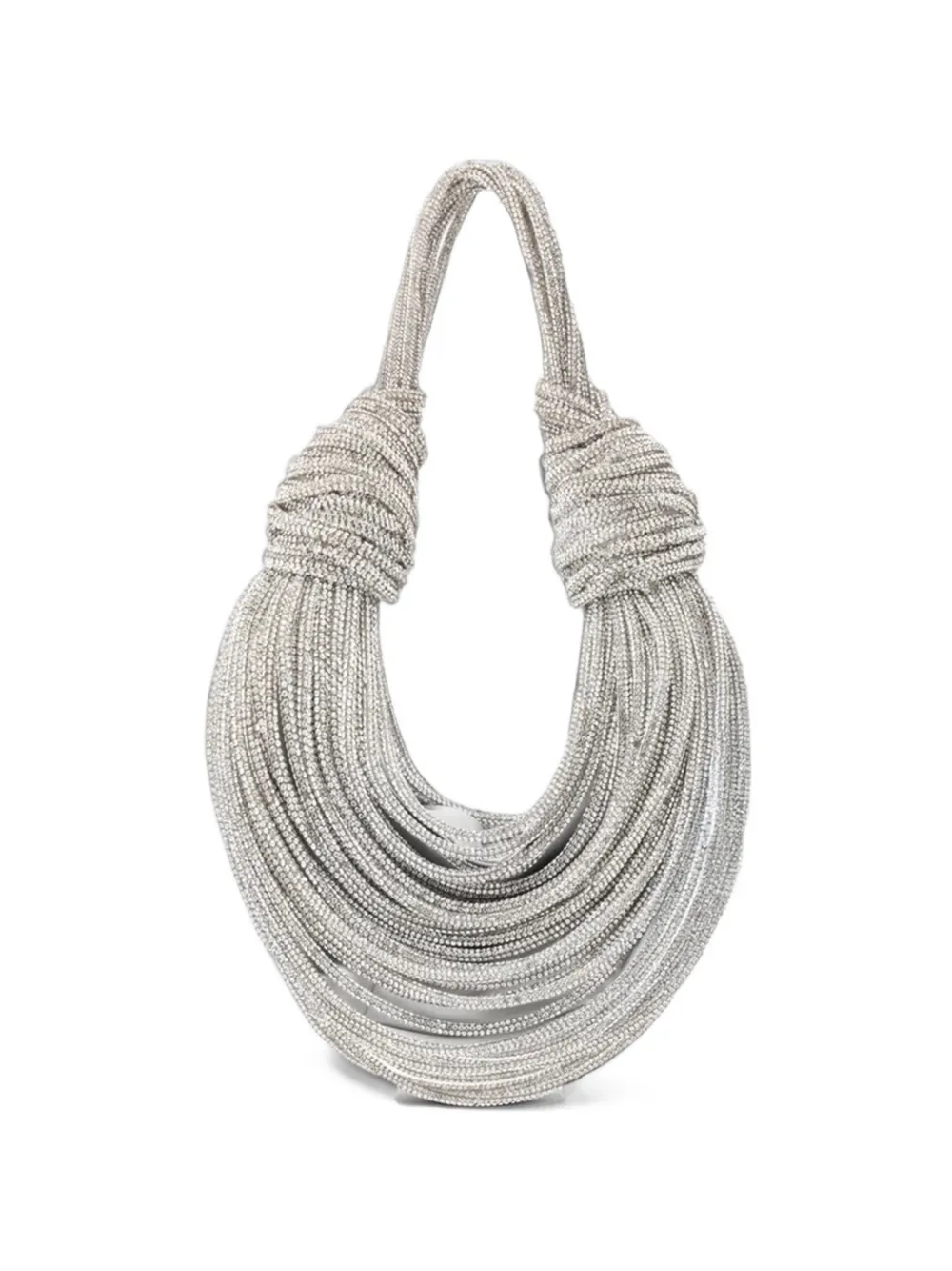 TWENTY FOURHAITCH Tome crystal-embellished knotted tote bag - Argent TWENTY FOURHAITCH Tome crystal-embellished knotted tote bag - Argent