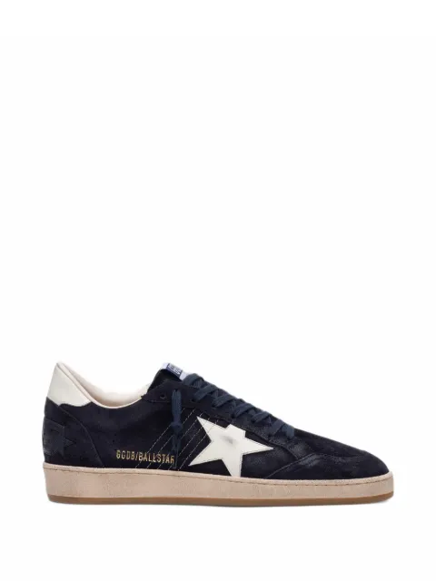 Golden Goose Tênis Ball Star em camurça azul escuro com estrela de couro branco