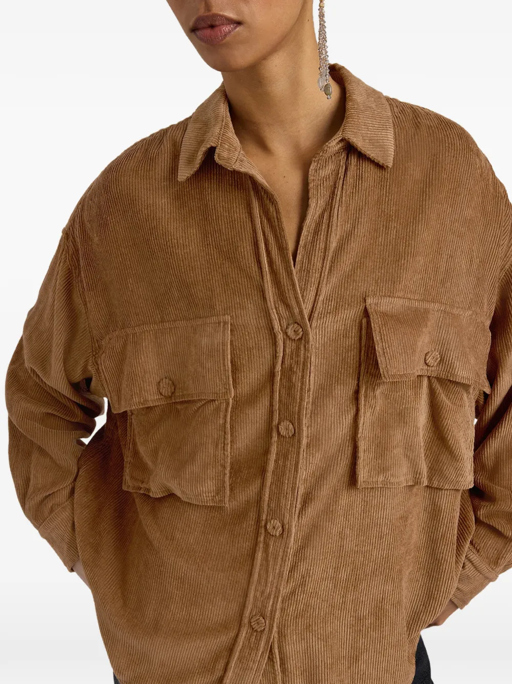 MOMONÌ Pitanga ribfluwelen blouse Bruin