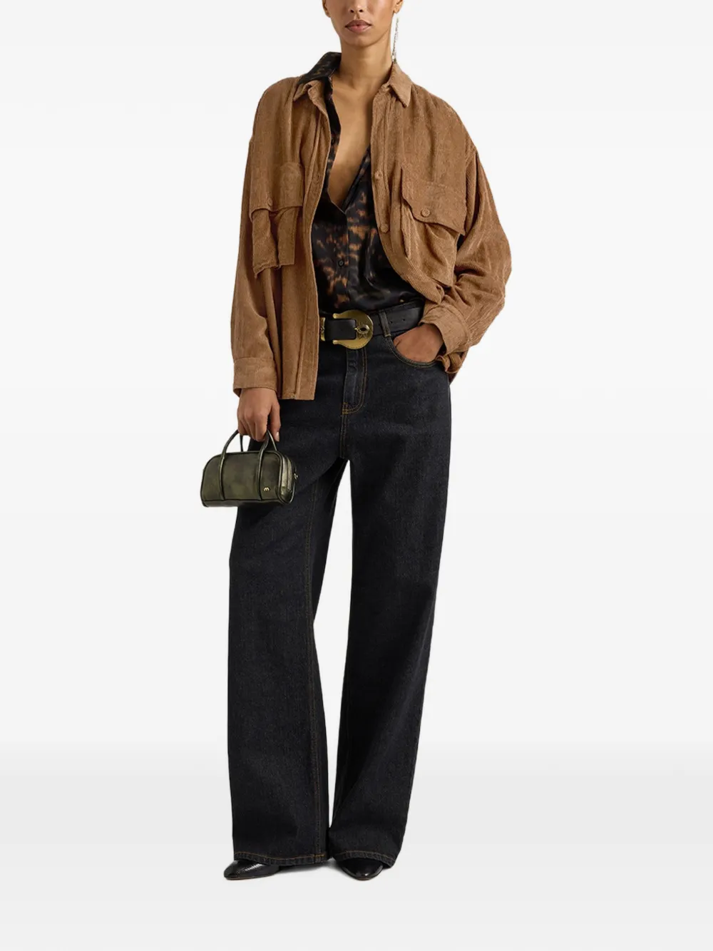 MOMONÌ Pitanga ribfluwelen blouse Bruin