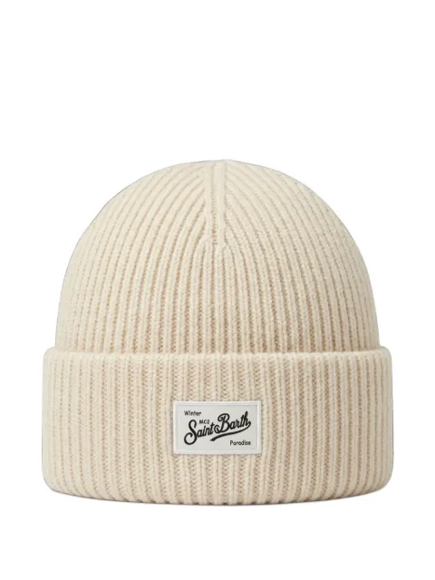 MC2 Saint Barth Kids ribbed-knit logo-patch beanie hat