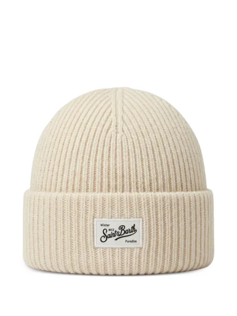 MC2 Saint Barth Kids ribbed-knit logo-patch beanie hat