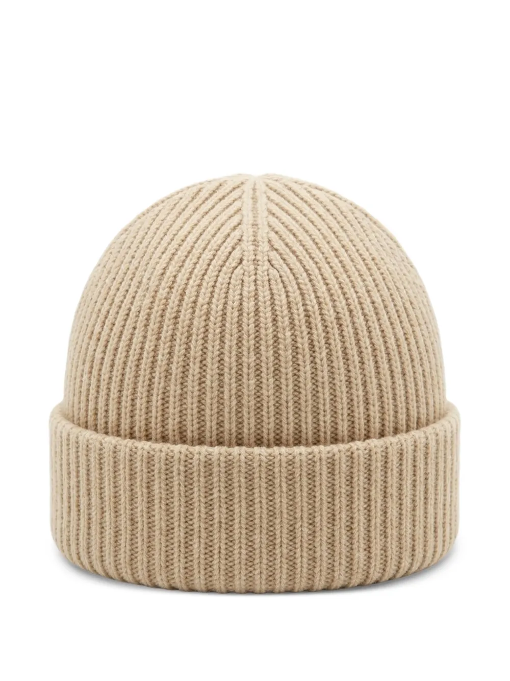 MC2 Saint Barth Kids Berry ribgebreide muts met logo-patch Beige