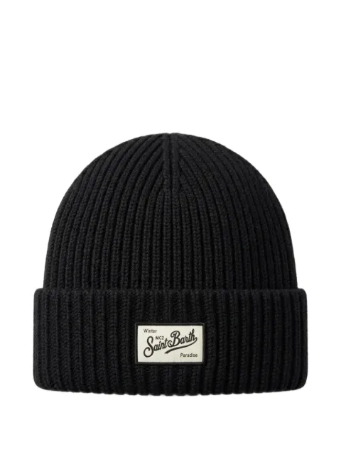 MC2 Saint Barth Kids ribbed-knit logo-patch beanie hat