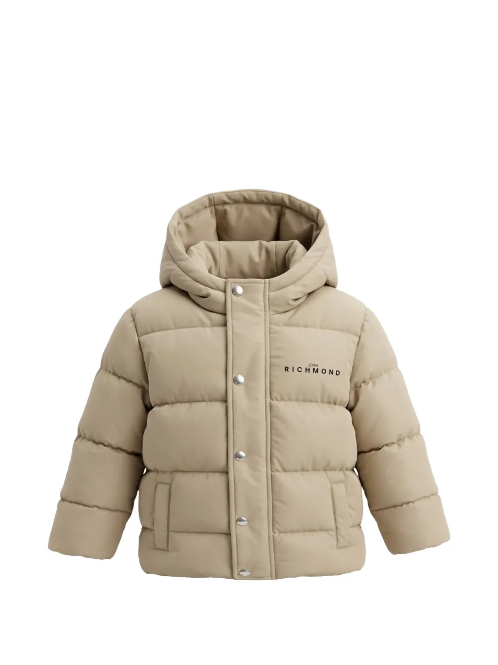 John Richmond Junior logo-print padded jacket Beige