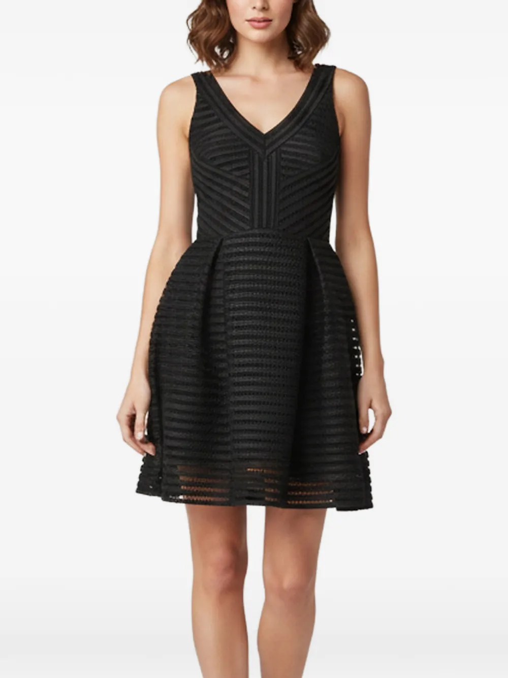 Maje Rayure flared mini dress - Schwarz
