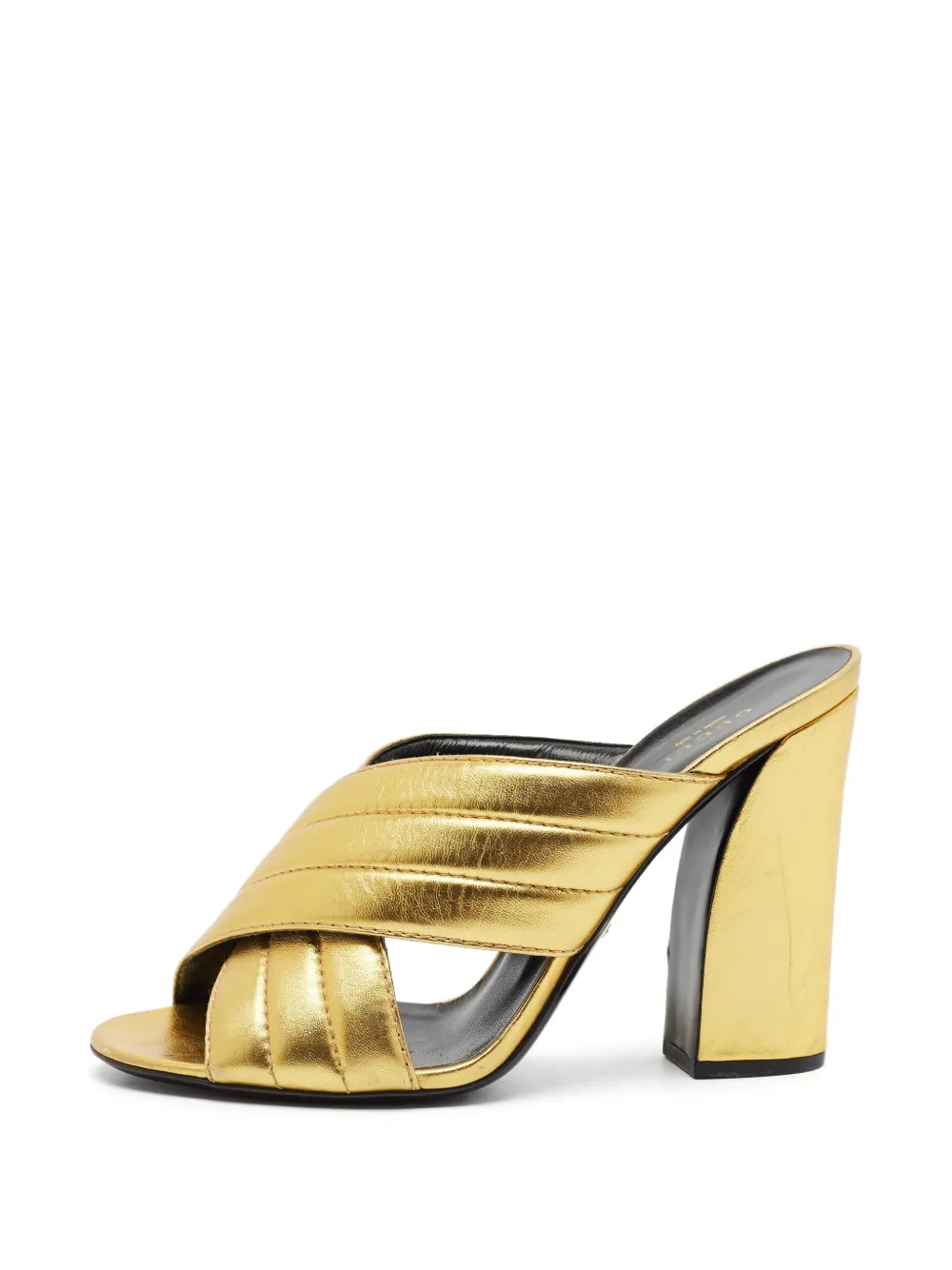 Gucci Pre-Owned Webby padded sandals - Gold